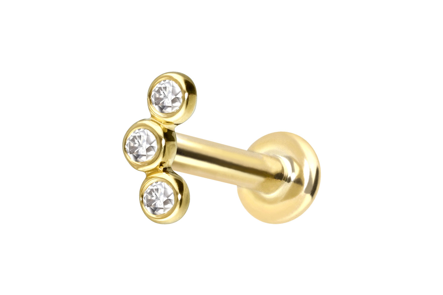 14 Karat Gold Labret mit Push Fit MOISSANIT-BOGEN